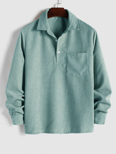 MARTIN | Mens half button corduroy long sleeves shirt