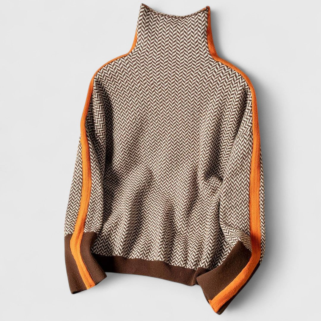 Erin - Turtleneck Jumper with Bold Contrasting Stripes