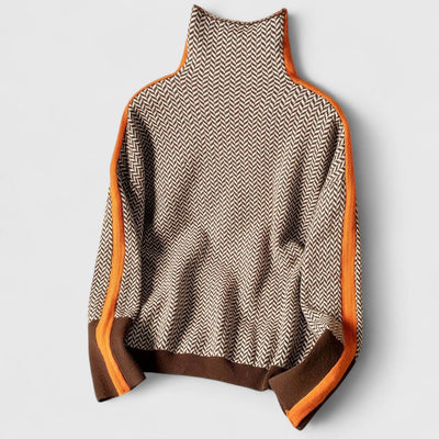 Erin - Turtleneck Jumper with Bold Contrasting Stripes