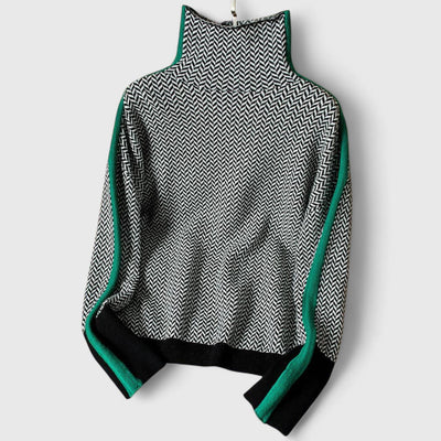 Erin - Turtleneck Jumper with Bold Contrasting Stripes